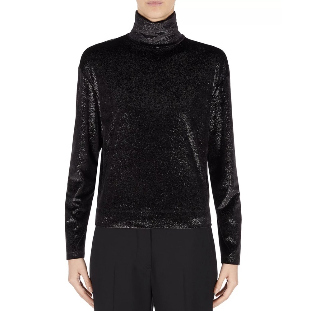 Emporio Armani Metallic Chenille Turtleneck Top Size 42 NWT